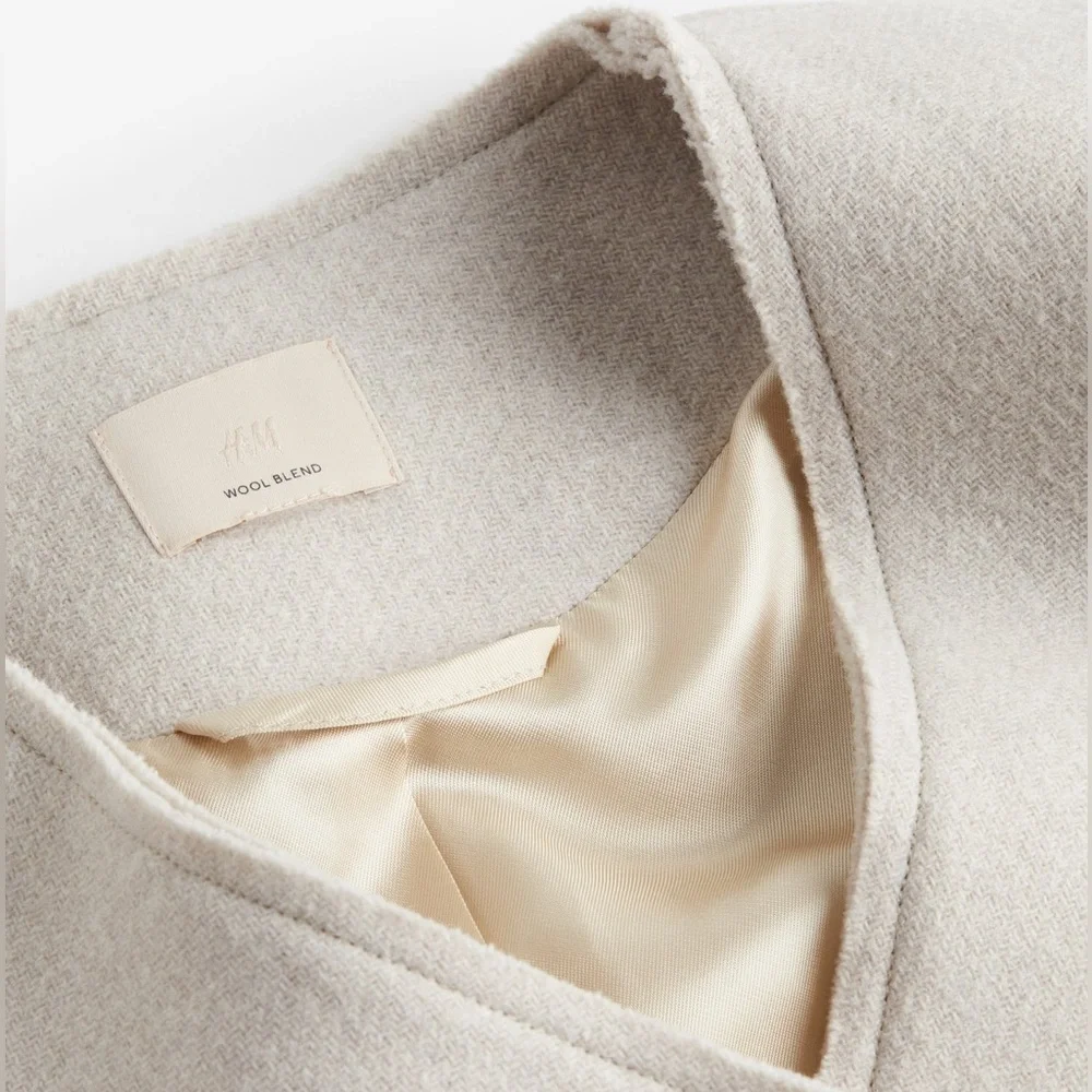 NWOT *RARE* H&M Premium Selection Wool Blend Jacket Light Beige Size L - Picture 2 of 7